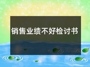 銷售業(yè)績不好檢討書