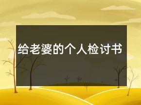 給老婆的個人檢討書