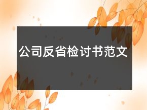 公司反省檢討書范文