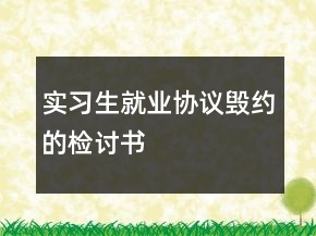 實(shí)習(xí)生就業(yè)協(xié)議毀約的檢討書(shū)