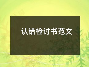 認(rèn)錯檢討書范文