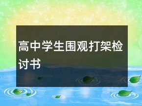 高中學(xué)生圍觀打架檢討書