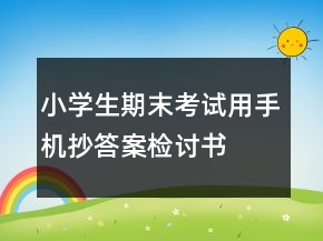 小學生期末考試用手機抄答案檢討書