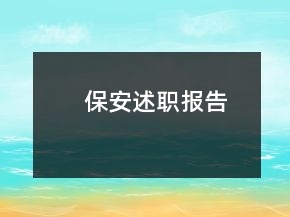 保安述職報告