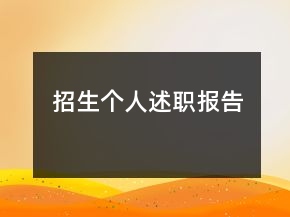招生個(gè)人述職報(bào)告