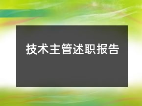 技術(shù)主管述職報告