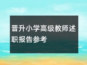 晉升小學(xué)高級教師述職報告參考