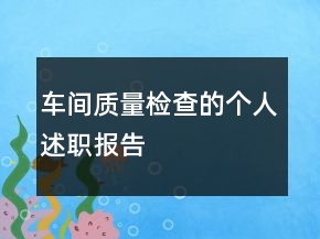 車間質(zhì)量檢查的個人述職報告
