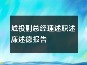 城投副總經(jīng)理述職述廉述德報(bào)告