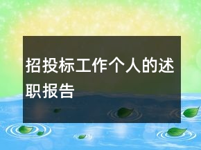 招投標(biāo)工作個人的述職報告