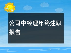 公司中經(jīng)理年終述職報(bào)告
