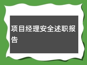 項目經理安全述職報告