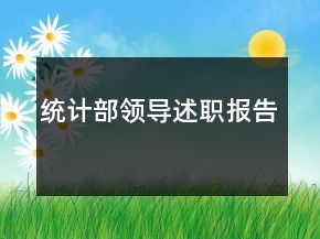 統(tǒng)計部領(lǐng)導(dǎo)述職報告