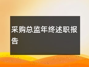 采購總監(jiān)年終述職報告