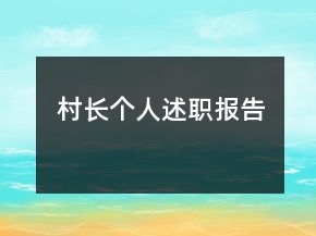 村長個人述職報(bào)告