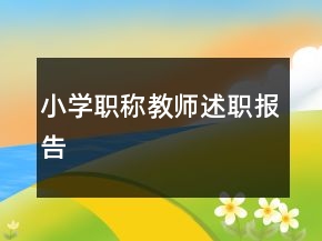 小學職稱教師述職報告