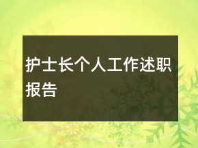 護士長個人工作述職報告