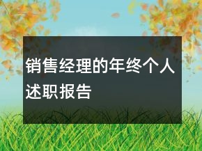 銷售經(jīng)理的年終個人述職報告