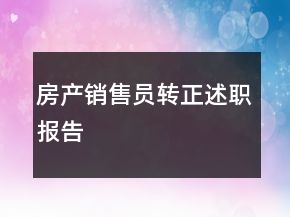 房產銷售員轉正述職報告
