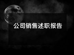 公司銷售述職報告