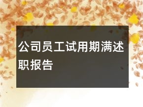 公司員工試用期滿述職報告