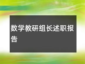 數(shù)學(xué)教研組長述職報告