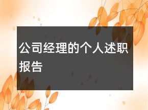 公司經(jīng)理的個人述職報告