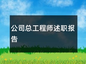 公司總工程師述職報告