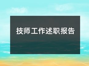 技師工作述職報告