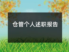 倉(cāng)管個(gè)人述職報(bào)告