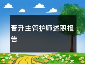 晉升主管護師述職報告
