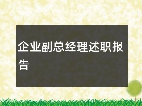 企業(yè)副總經(jīng)理述職報(bào)告