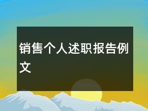 銷售個(gè)人述職報(bào)告例文