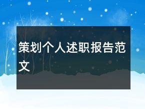 策劃個人述職報告范文