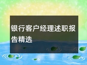 銀行客戶經(jīng)理述職報(bào)告精選