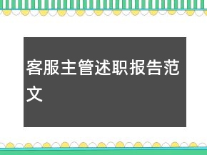 客服主管述職報告范文