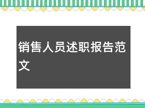 銷售人員述職報告范文