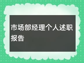 市場(chǎng)部經(jīng)理個(gè)人述職報(bào)告