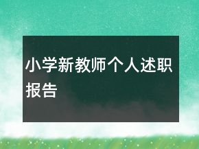 小學(xué)新教師個人述職報告