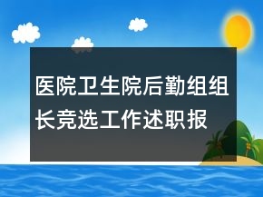 醫(yī)院衛(wèi)生院后勤組組長競選工作述職報告