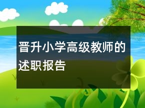 晉升小學(xué)高級教師的述職報告
