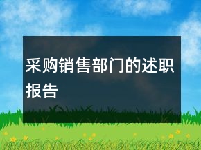 采購銷售部門的述職報(bào)告