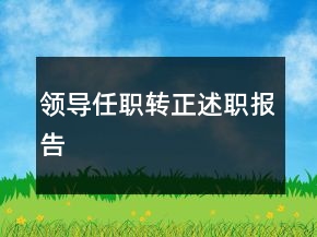 領(lǐng)導(dǎo)任職轉(zhuǎn)正述職報告