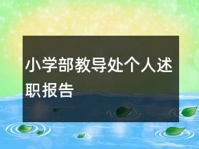 小學(xué)部教導(dǎo)處個(gè)人述職報(bào)告
