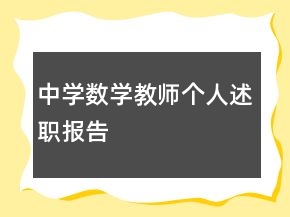 中學(xué)數(shù)學(xué)教師個人述職報告