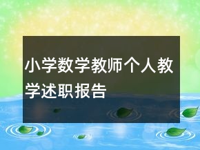 小學(xué)數(shù)學(xué)教師個人教學(xué)述職報(bào)告