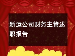 新運公司財務(wù)主管述職報告