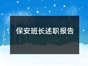 保安班長述職報告