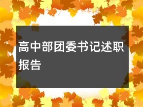 高中部團(tuán)委書記述職報告