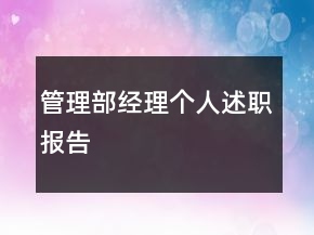 管理部經(jīng)理個人述職報(bào)告